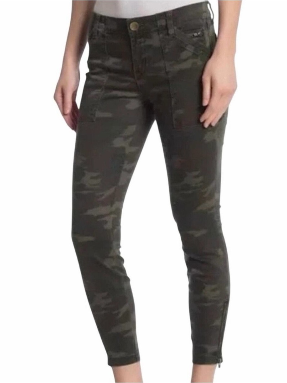 Kut from the Kloth Women's Camo Skinny Ankle Pants - Olive/Green